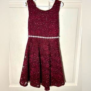 Diamond maroon lace dress